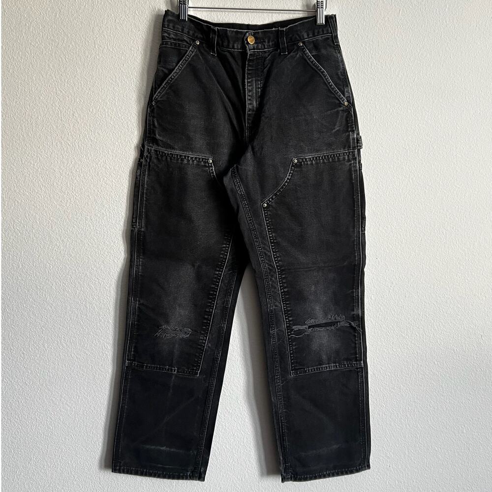 Carhartt B01 BLK faded black double knee work wear carpenter pants